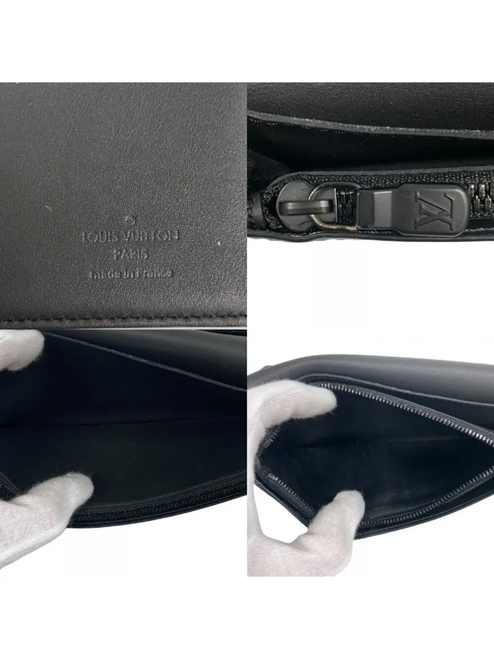 Louis Vuitton Portefeuille Brazza Monogram Shadow Leather Wallet Black